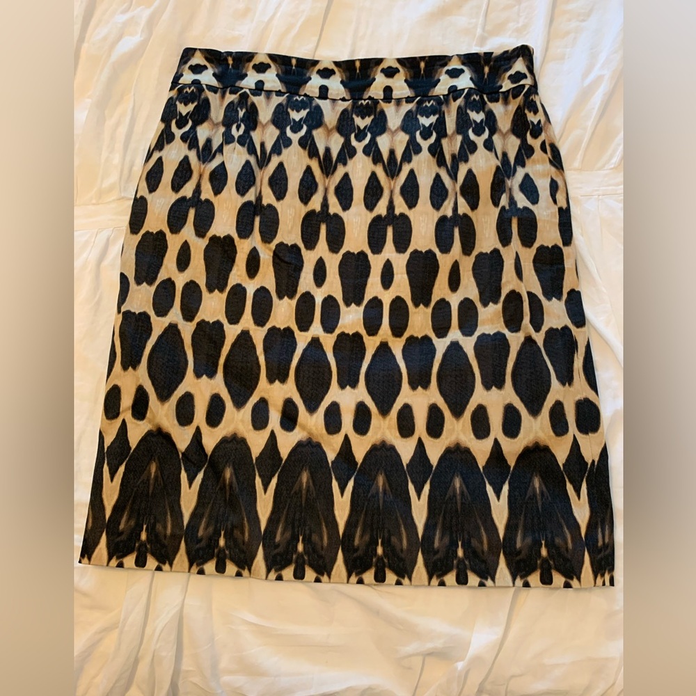 Calvin Klein Black and Tan Cheetah Print Pencil Skirt, Sz 12
